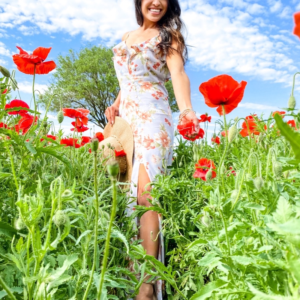summer ruffle floral maxi dress